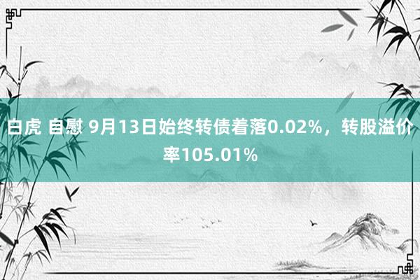 白虎 自慰 9月13日始终转债着落0.02%，转股溢价率105.01%