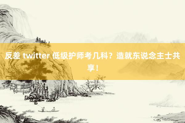 反差 twitter 低级护师考几科？造就东说念主士共享！