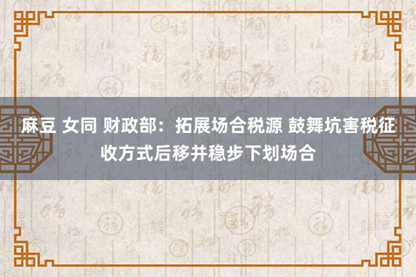 麻豆 女同 财政部：拓展场合税源 鼓舞坑害税征收方式后移并稳步下划场合