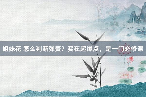 姐妹花 怎么判断弹簧？买在起爆点，是一门必修课