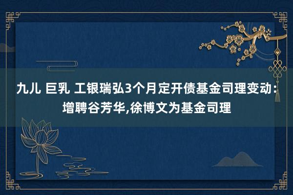 九儿 巨乳 工银瑞弘3个月定开债基金司理变动：增聘谷芳华，徐博文为基金司理