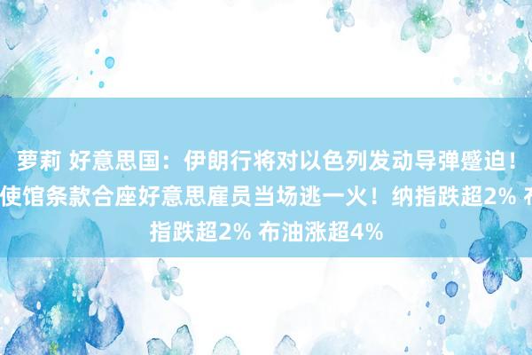 萝莉 好意思国：伊朗行将对以色列发动导弹蹙迫！好意思驻以使馆条款合座好意思雇员当场逃一火！纳指跌超2% 布油涨超4%