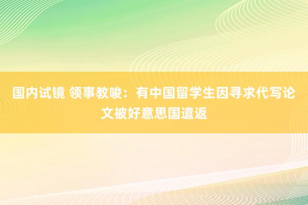 国内试镜 领事教唆：有中国留学生因寻求代写论文被好意思国遣返