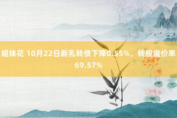 姐妹花 10月22日新乳转债下降0.55%，转股溢价率69.57%