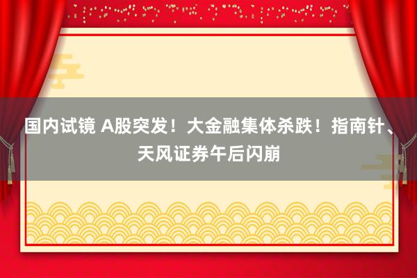 国内试镜 A股突发！大金融集体杀跌！指南针、天风证券午后闪崩