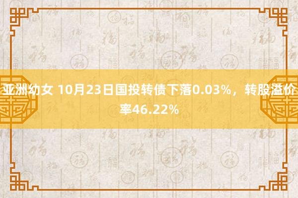 亚洲幼女 10月23日国投转债下落0.03%，转股溢价率46.22%