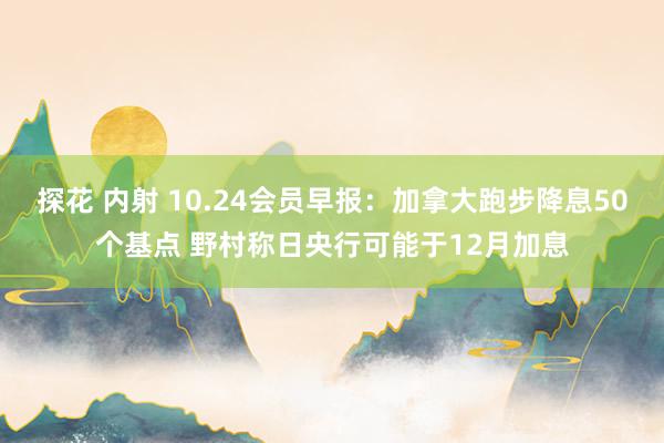 探花 内射 10.24会员早报：加拿大跑步降息50个基点 野村称日央行可能于12月加息