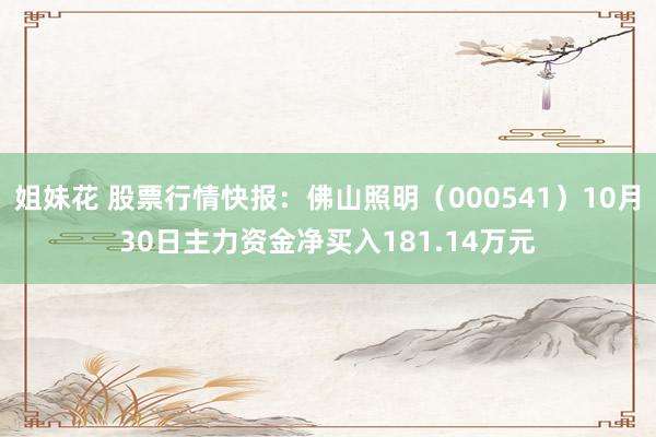 姐妹花 股票行情快报：佛山照明（000541）10月30日主力资金净买入181.14万元