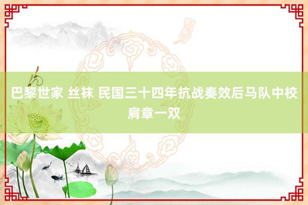 巴黎世家 丝袜 民国三十四年抗战奏效后马队中校肩章一双