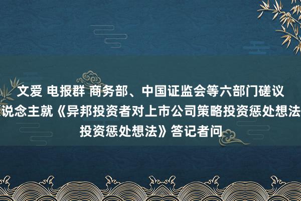 文爱 电报群 商务部、中国证监会等六部门磋议司局负责东说念主就《异邦投资者对上市公司策略投资惩处想法》答记者问