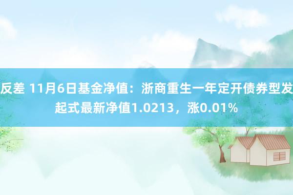 反差 11月6日基金净值：浙商重生一年定开债券型发起式最新净值1.0213，涨0.01%