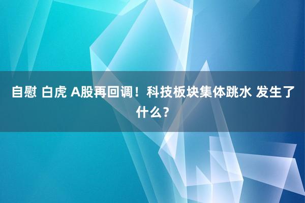 自慰 白虎 A股再回调！科技板块集体跳水 发生了什么？