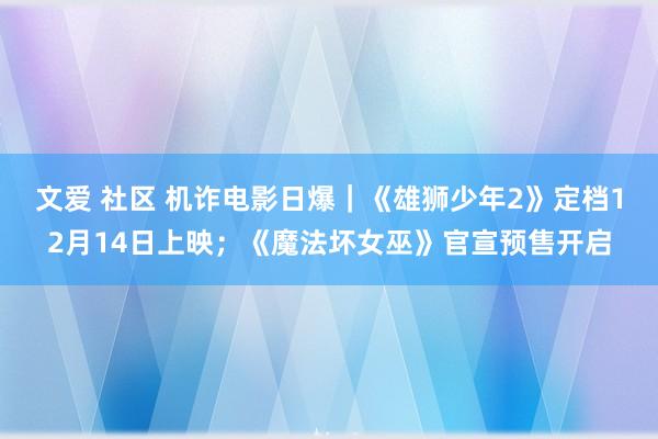 文爱 社区 机诈电影日爆｜《雄狮少年2》定档12月14日上映；《魔法坏女巫》官宣预售开启