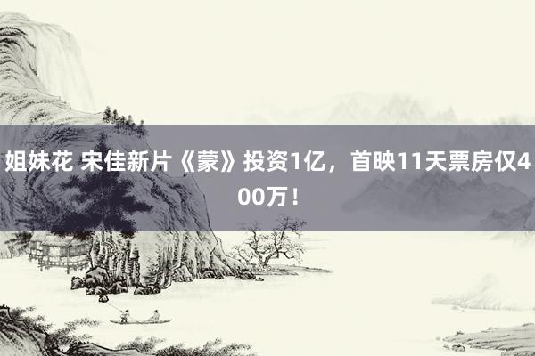 姐妹花 宋佳新片《蒙》投资1亿，首映11天票房仅400万！