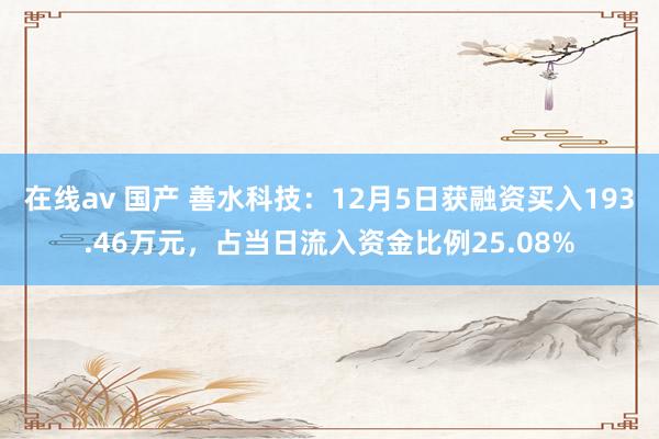 在线av 国产 善水科技：12月5日获融资买入193.46万元，占当日流入资金比例25.08%