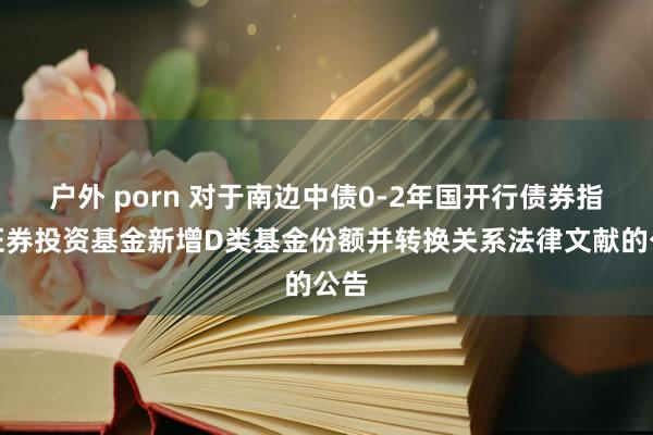 户外 porn 对于南边中债0-2年国开行债券指数证券投资基金新增D类基金份额并转换关系法律文献的公告