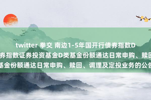 twitter 拳交 南边1-5年国开行债券指数D: 南边中债1-5年国开行债券指数证券投资基金D类基金份额通达日常申购、赎回、调理及定投业务的公告