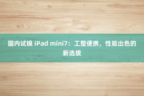 国内试镜 iPad mini7：工整便携，性能出色的新选拔