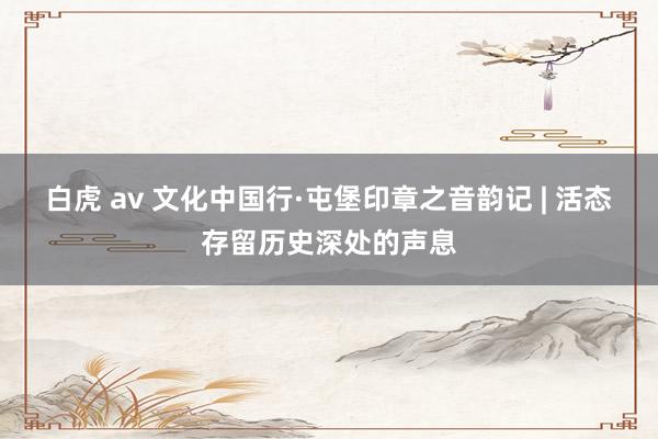 白虎 av 文化中国行·屯堡印章之音韵记 | 活态存留历史深处的声息