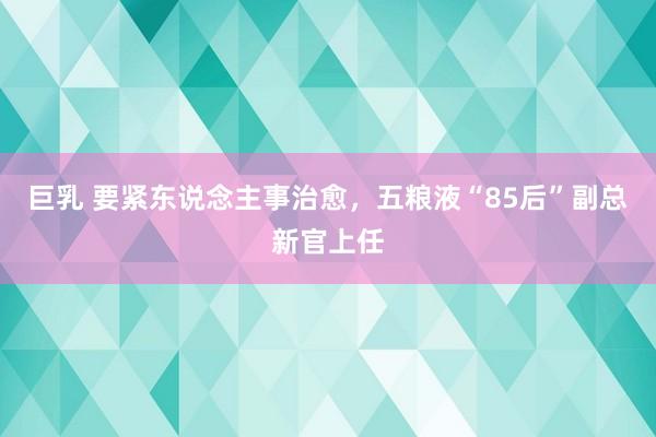 巨乳 要紧东说念主事治愈，五粮液“85后”副总新官上任