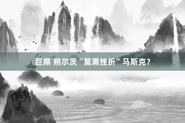 巨屌 朔尔茨“黧黑挫折”马斯克？