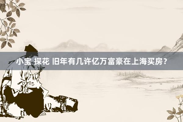 小宝 探花 旧年有几许亿万富豪在上海买房？