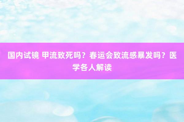 国内试镜 甲流致死吗？春运会致流感暴发吗？医学各人解读