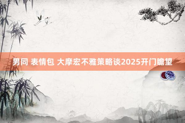 男同 表情包 大摩宏不雅策略谈2025开门瞻望